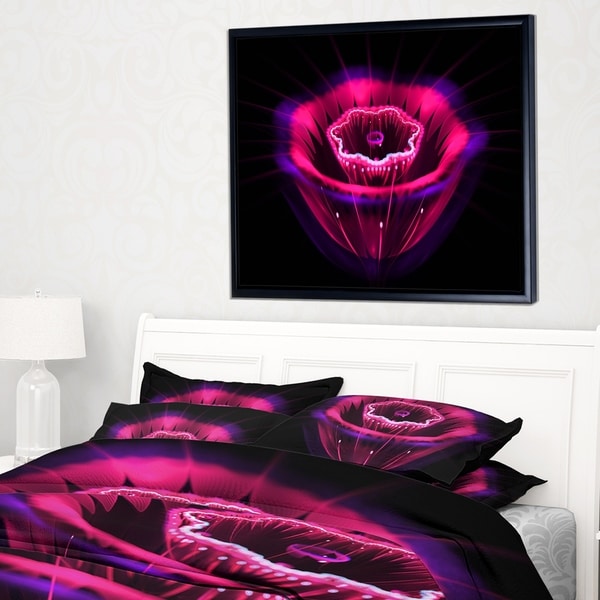 Designart 'Abstract Magenta Fractal Flower' Floral Framed Canvas Art print