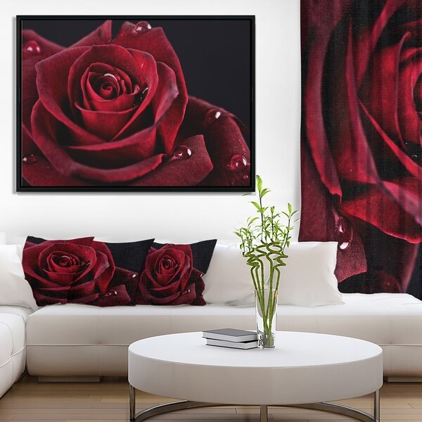 RED PINK FLOWER CANVAS WALL ART PICTURE 18 X 32 INCH FRAMED PRINT