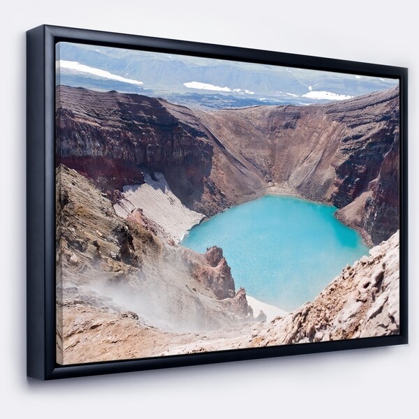 Designart 'Crater of Volcano Goreliy' Landscape Framed Canvas Wall Art