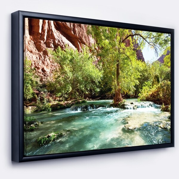 Designart 'Green Spring Creek in Mountains' Landscape Wall Art on Framed Canvas