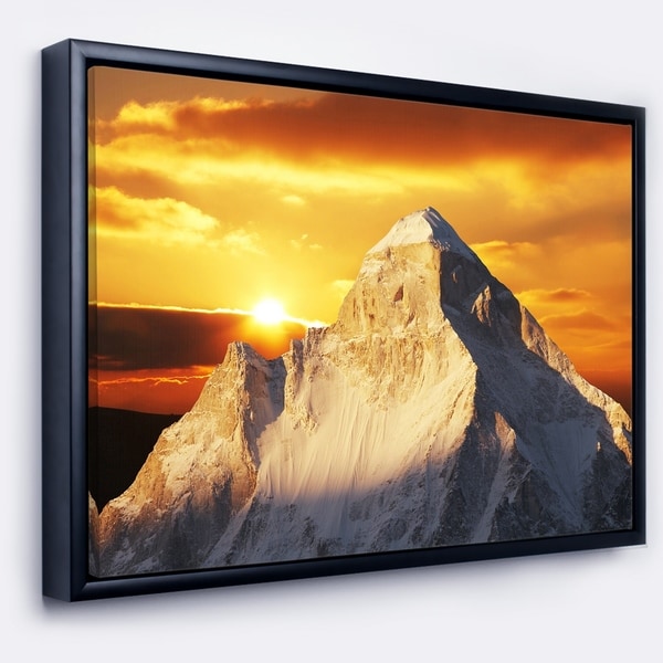 Designart 'Shivling Garhwal Himalaya At Sunset' Landscape Framed Canvas Art Print