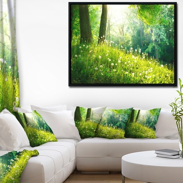 Designart 'Beautiful Green Grass and Trees' Large Landscape Framed Canvas Art Print