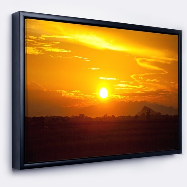 Designart 'Bright Yellow Sunset in Sri Lanka' Extra Large Landscape Framed Canvas Art