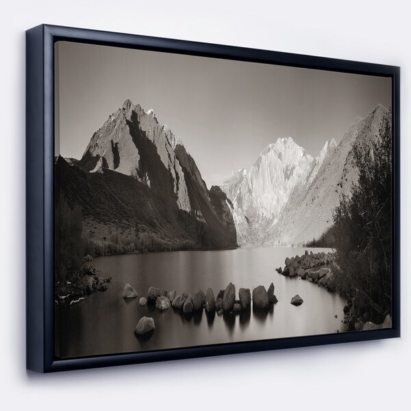 Designart 'Snow Mountain Lake Panorama' Large Landscape Framed Canvas Art