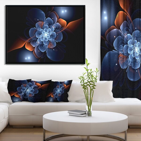 Designart 'Fractal Flower with Orange Flame' Floral Framed Canvas Art Print