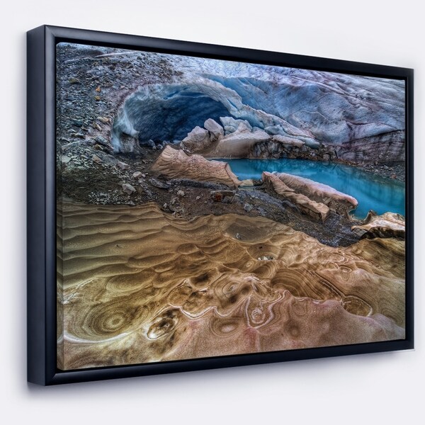 Designart 'Brilliant Turquoise Melt Pool' Landscape Framed Canvas Art Print