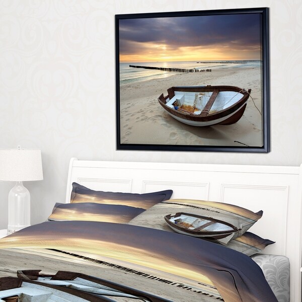 Shop Designart 'Boat on Beautiful Sunrise Seashore' Large ...