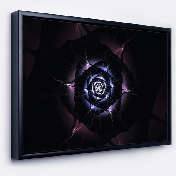 Designart 'Blue Fractal Flower with Purple Flame' Floral Framed Canvas Art Print