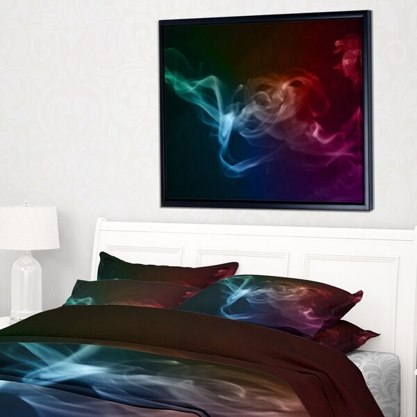 Designart 'Abstract Fractal Smoke Waves' Large Abstract Framed Canvas Wall Art