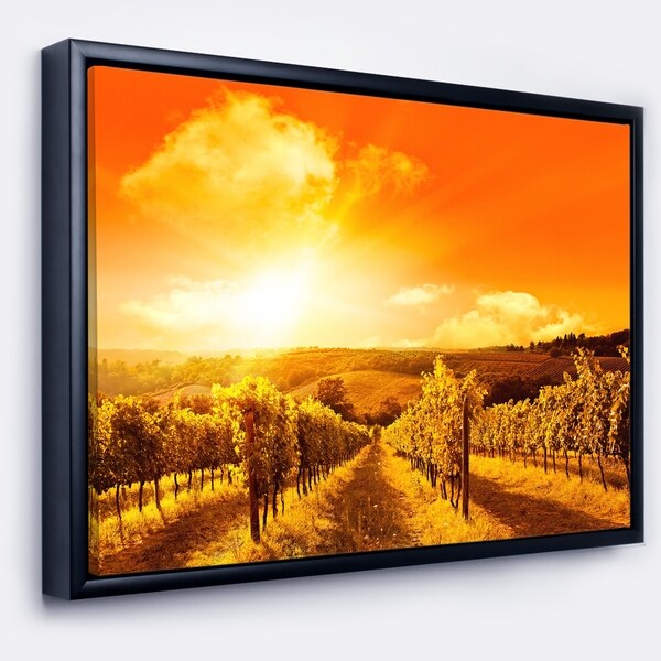 Designart 'Scenic Sunset Road in Italy' Large Landscape Framed Canvas Art