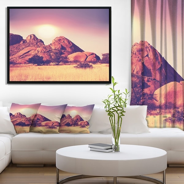 Designart 'Rocky Hills and Grassland in Africa' Oversized Landscape Framed Canvas Art