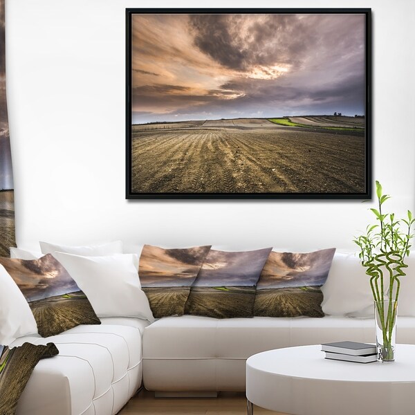 Designart 'Field Waiting for Cultivation' Landscape Framed Canvas Art Print