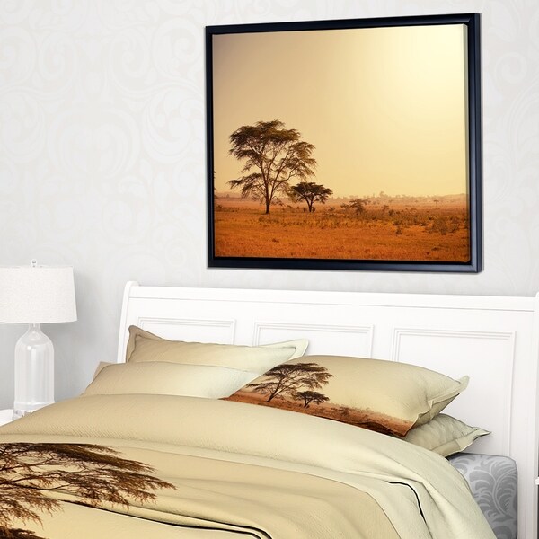 Designart 'Trees in Large African Landscape' African Landscape Framed Canvas Art Print