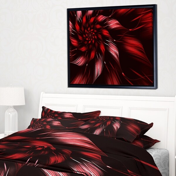 Designart 'Multicolor Symmetrical Fractal Flower' Floral Framed Canvas Art Print