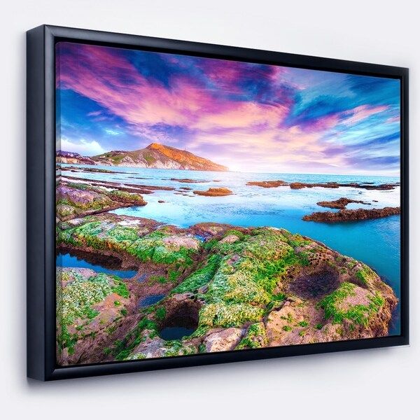 Designart 'Sunset from the Giallonardo Beach' Landscape Framed Canvas Art Print