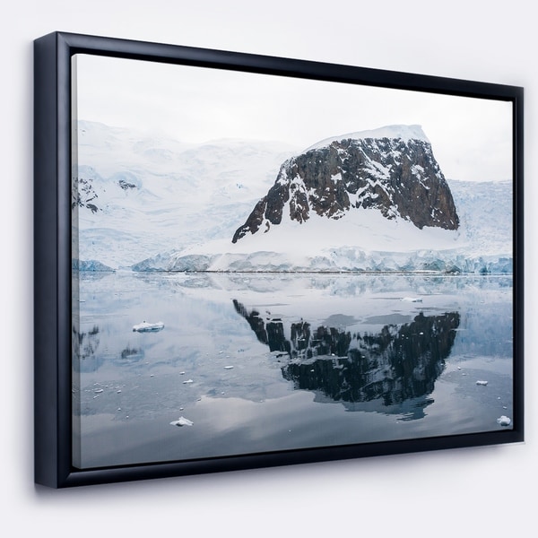 Designart 'Snowcap Hill in Antarctica' Seashore Framed Canvas Art Print