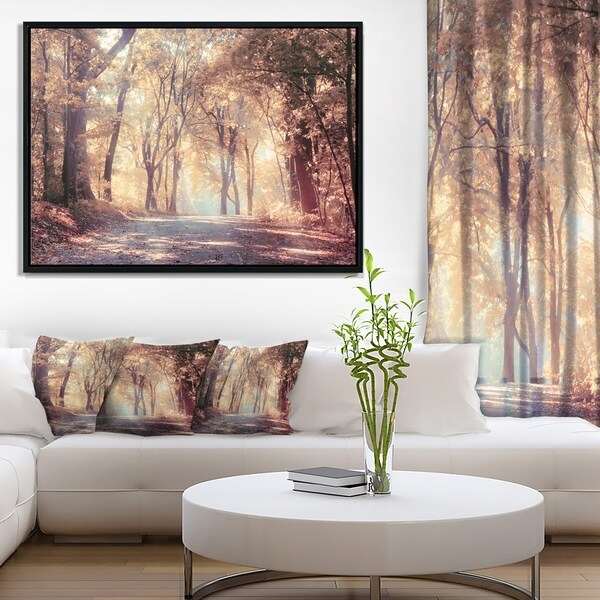 Designart 'Golden Autumn Beautiful Forest' Landscape Framed Canvas Art Print