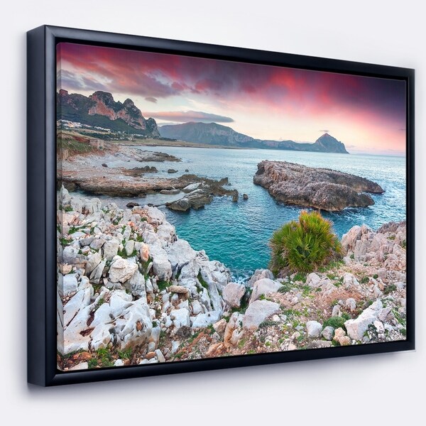Designart 'Nature Reserve Monte Cofano' Landscape Framed Canvas Art Print