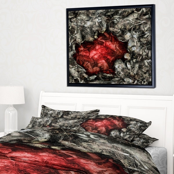 Designart 'Abstract Red Artistic Background' Large Abstract Framed Canvas Artwork