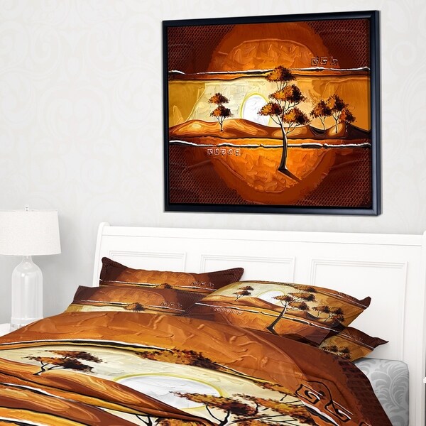 Designart 'African Motive Art Watercolor' Modern Landscape Wall Art Framed Canvas