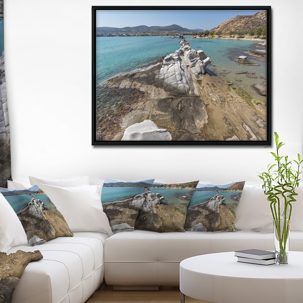 Designart 'Clean Waters and Rock Formations' Large Landscape Framed Canvas Art