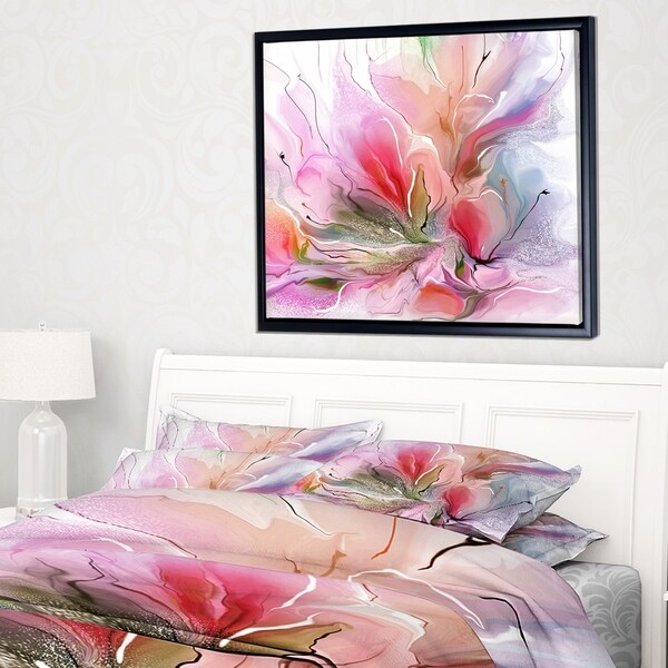 Designart 'Lovely Painted Floral Design' Extra Large Floral Framed Canvas Art