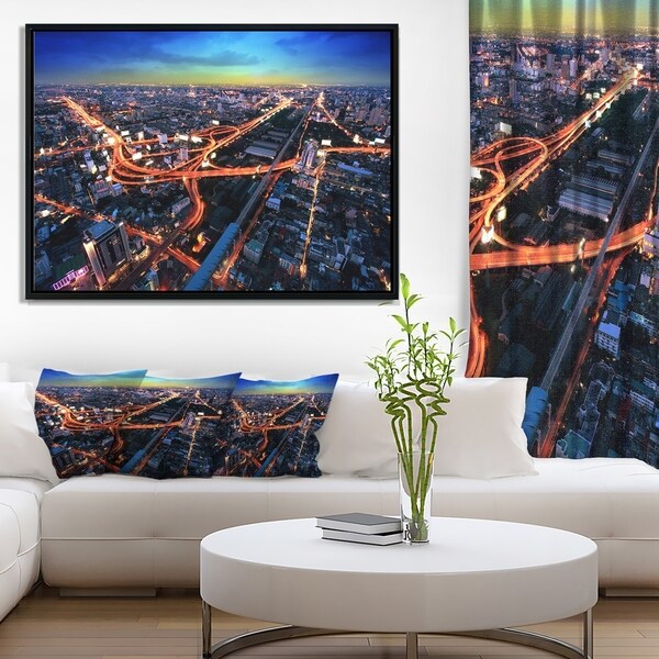 Designart 'Bangkok Expressway Aerial View' Extra Large Framed Canvas Art Print