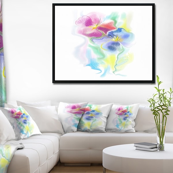 Designart 'Colorful Floral Watercolor Sketch' Extra Large Floral Framed Canvas Art