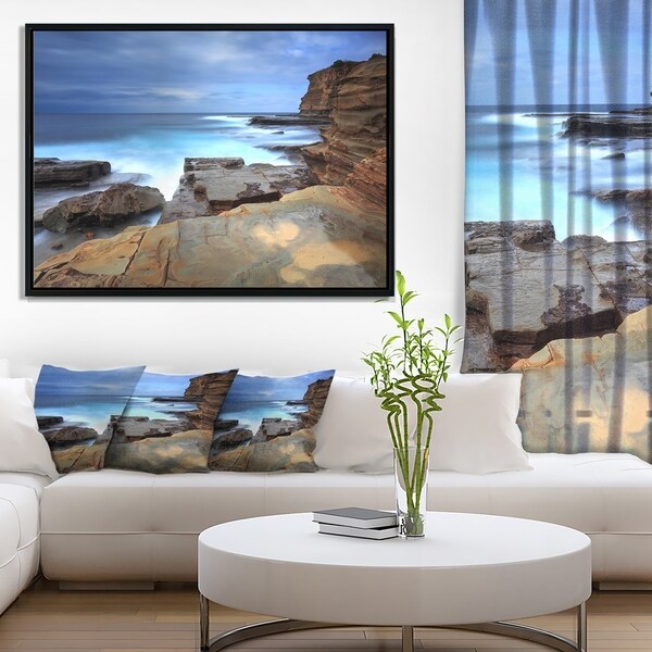 Designart 'Terrigal Skillion NSW Australia' Seashore Framed Canvas Art Print