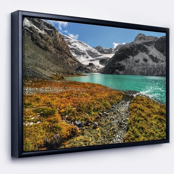 Designart 'Crystal Clear Lake among Mountains' Landscape Framed Canvas Art Print