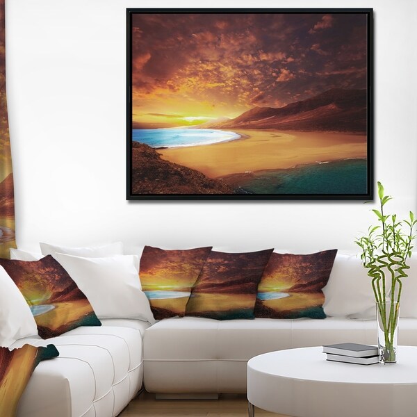 Designart 'Cofete Beach Fuerteventura' Landscape Framed Canvas Art Print