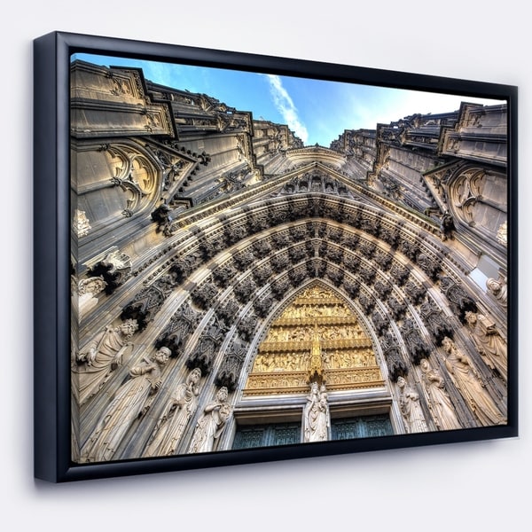 Designart 'Facade of the Dom Church in City' Large Cityscape Art Print on Framed Canvas