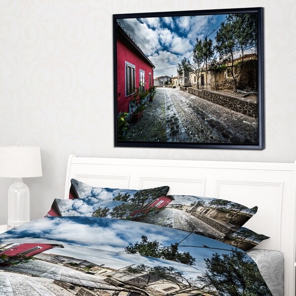 Designart 'Beautiful Milis Street Sardinia' Landscape Framed Canvas Art Print