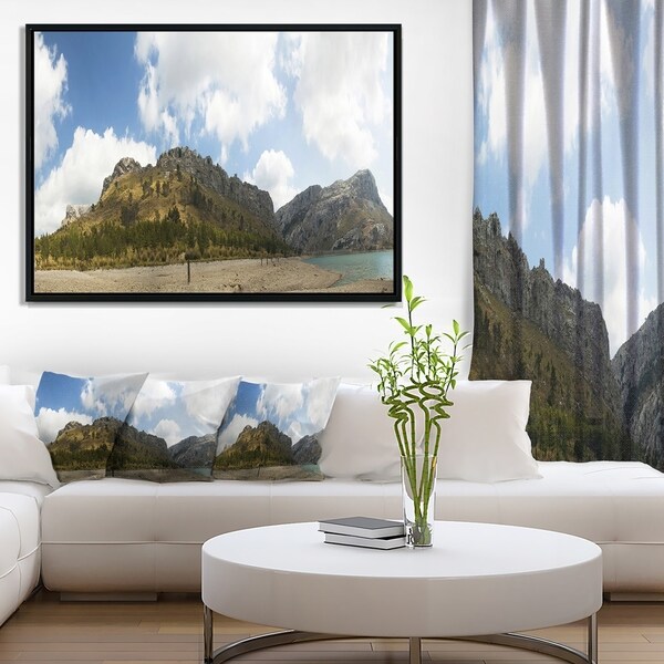 Designart 'Lake and Clouds Panorama' Landscape Framed Canvas Art Print