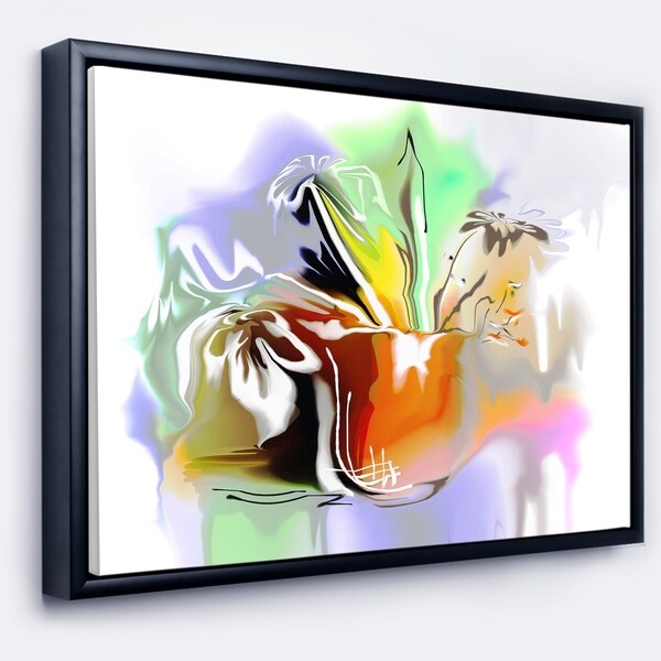Designart 'Bouquet of Abstract Flowers' Extra Large Floral Framed Canvas Art