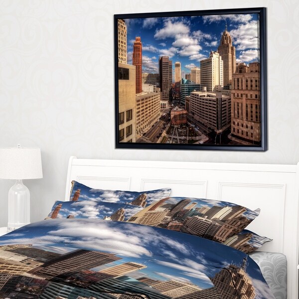 Designart 'Amazing Urban City With Skyline' Extra Large Framed Canvas Art Print