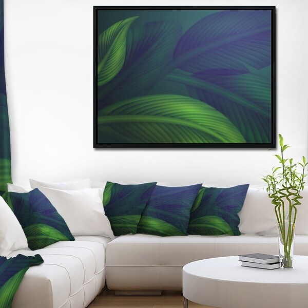 Designart 'Tropic Jungle Leaves Background' Floral Framed Canvas Art Print