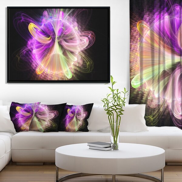 Designart 'Purple Circle with Amazing Curves' Floral Framed Canvas Art Print