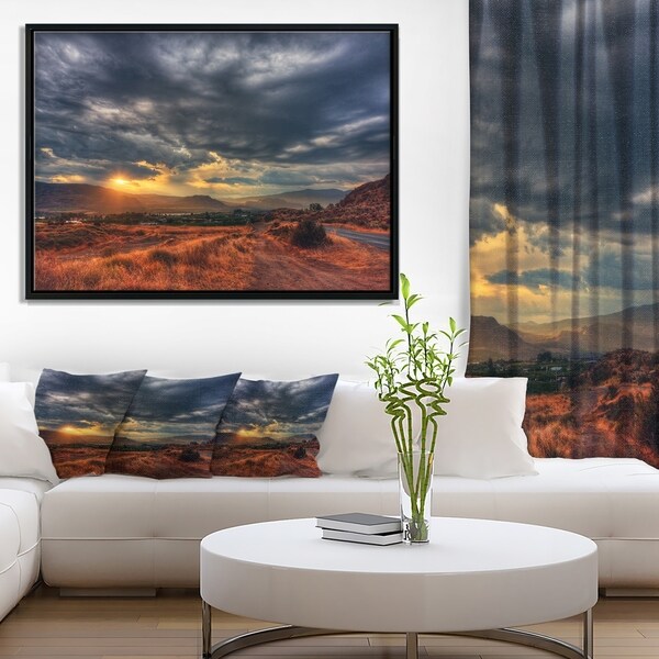 Designart 'Beautiful Sunrise in Osoyoos' Extra Large Landscape Framed Canvas Art Print