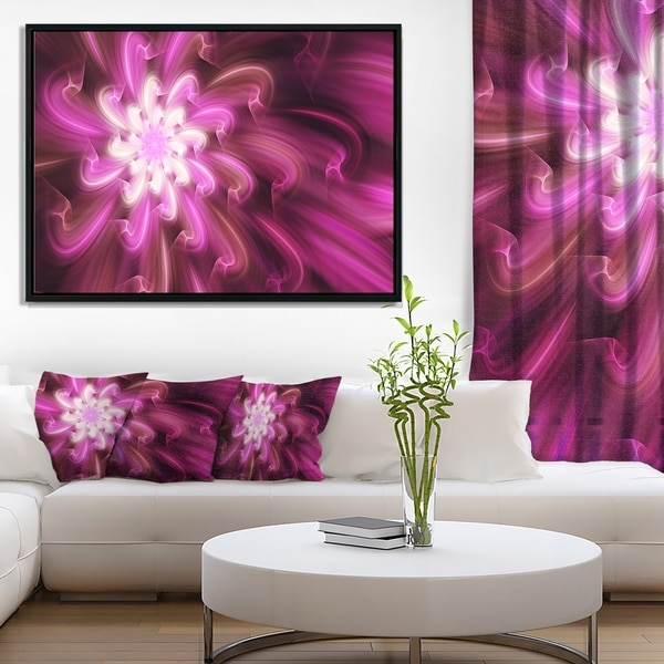 Designart 'Exotic Dance of Purple Flower Petals' Floral Framed Canvas Art Print