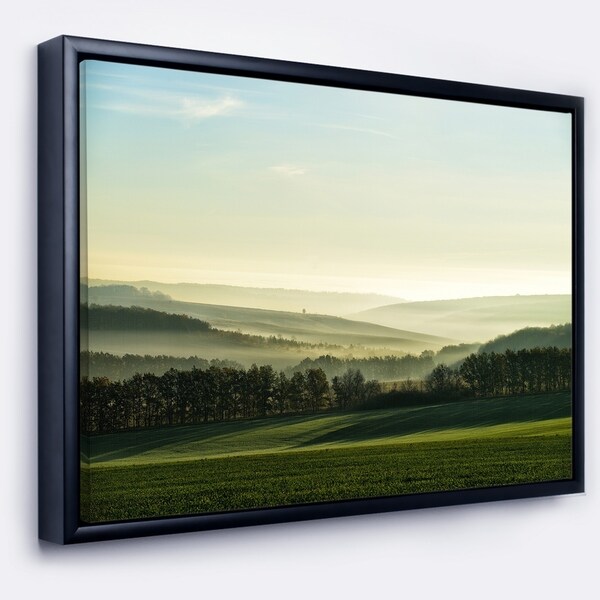 Designart 'Superb Green Hills in the Fog' Landscape Framed Canvas Art Print