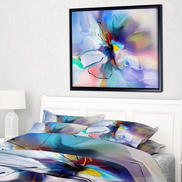 Designart 'Abstract Creative Blue Flower' Extra Large Floral Framed Canvas Art