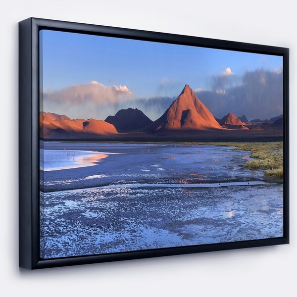 Designart 'Colorado Lagoon and Volcano Pabellon' Landscape Framed Canvas Art Print
