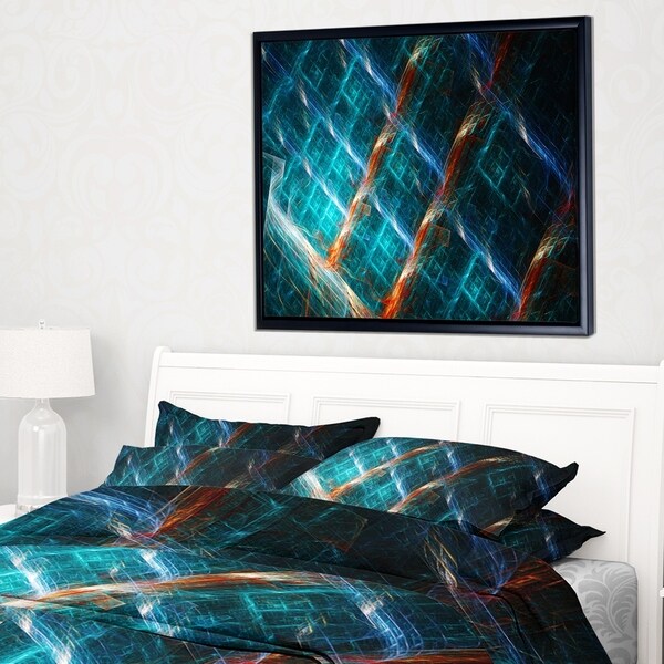 Designart 'Glowing Green Fractal Grill' Abstract Art on Framed Canvas