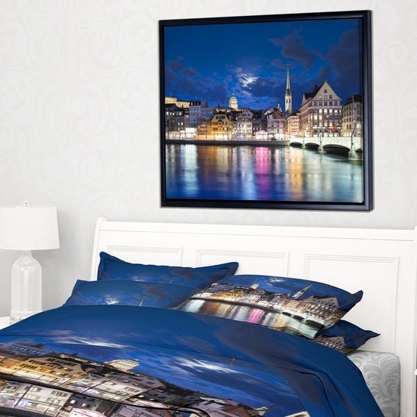 Designart 'Scenic Panorama of Old Town' Landscape Framed Canvas Art Print