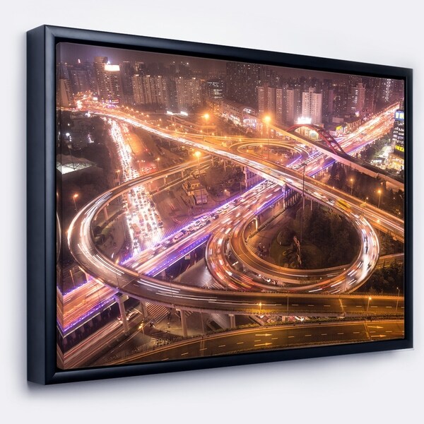 Designart 'Beautiful Shanghai Traffic' Extra Large Framed Canvas Art Print