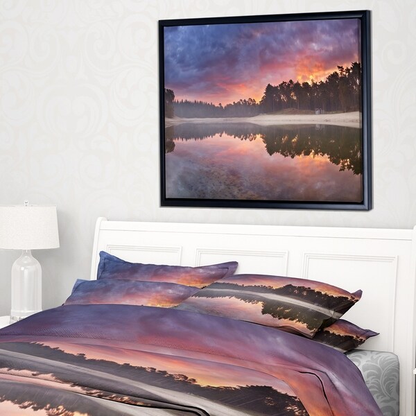 Designart 'Quiet Lake Mirroring the Sky' Landscape Framed Canvas Art Print