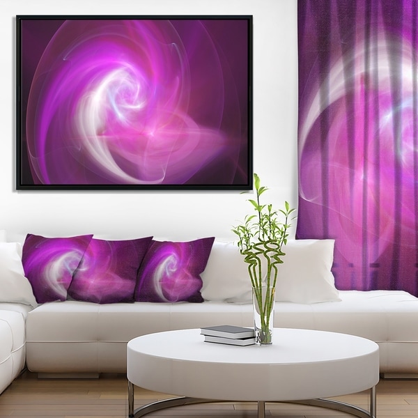 Designart 'Pink Fractal Abstract Illustration' Abstract Framed Canvas Wall Art