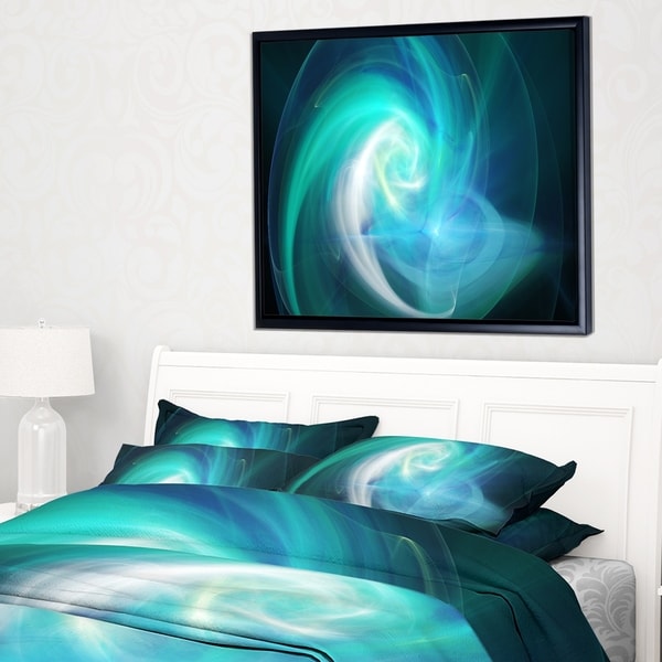 Designart 'Blue Fractal Abstract Illustration' Abstract Framed Canvas Wall Art