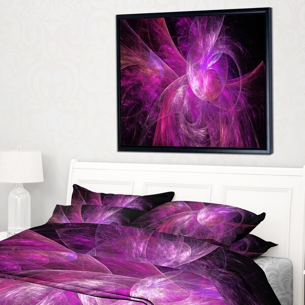 Designart 'Purple Fractal Abstract Illustration' Abstract Framed Canvas Art Print